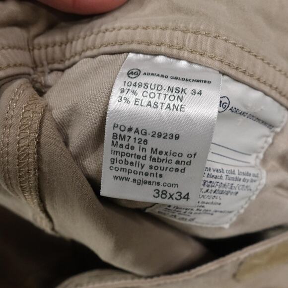 AG Adriano Goldschmied Pants Mens 38x34 Beige The Protege Straight Leg Chino - Picture 10 of 12